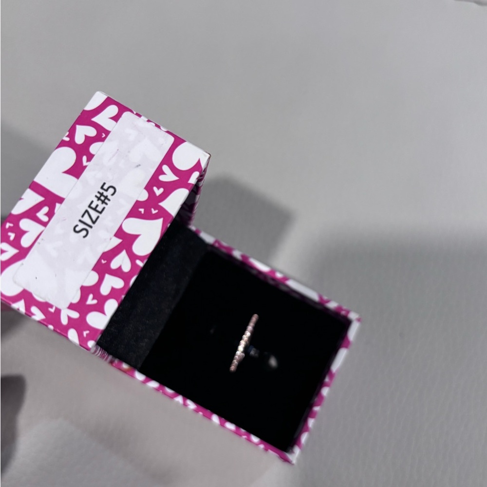 Peermont Jewelry Rose Gold Delicate Pavé Stacking Band Ring Size 5